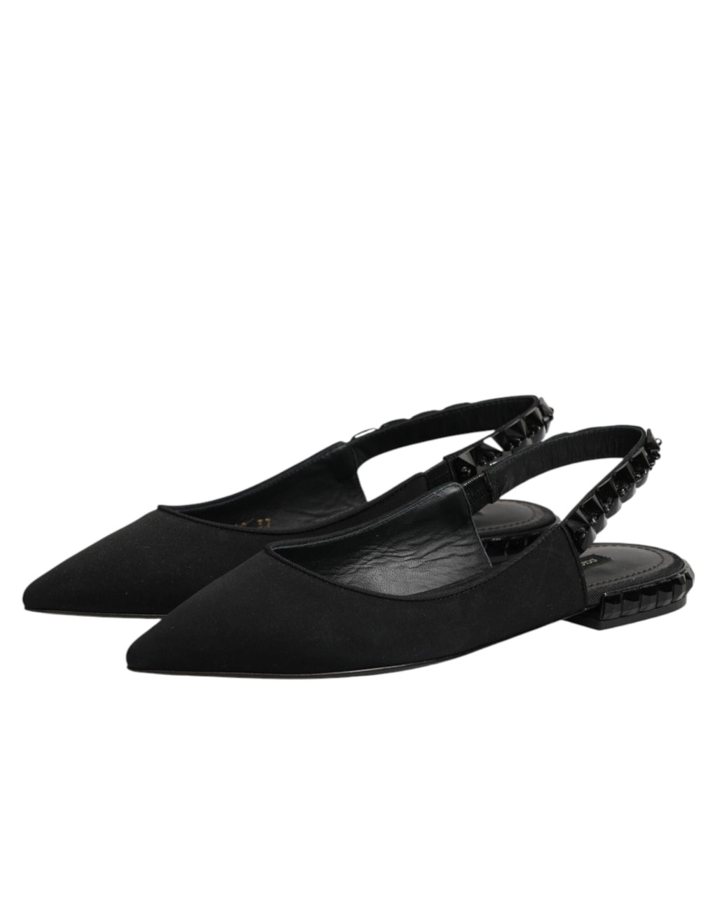 Chaussures Dolce & Gabbana en satin noir avec cristaux, sandales à talon arrière et bride en slingback élégante.
