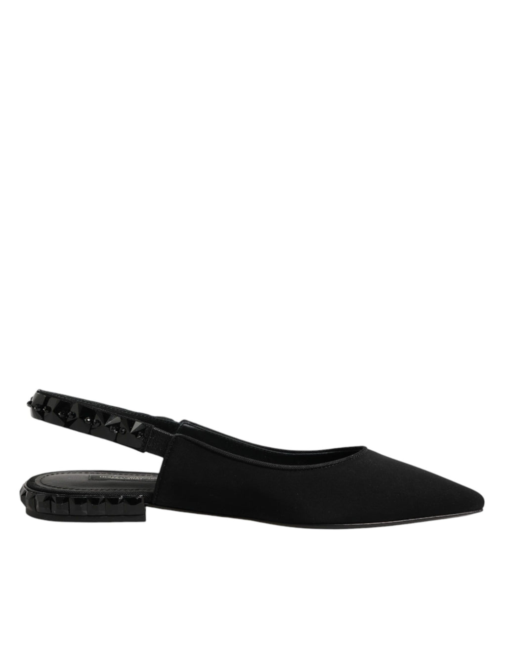 Chaussures à talons Dolce & Gabbana en satin noir avec cristaux, modèle slingback élégant et sophistiqué.