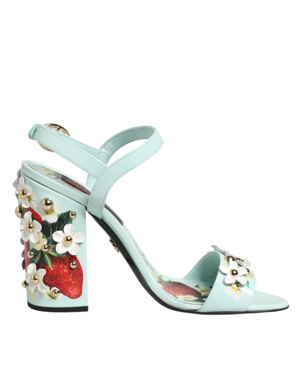 Sandales Dolce & Gabbana à talons et fleurs vert menthe, élégantes chaussures à talons pour femmes.
