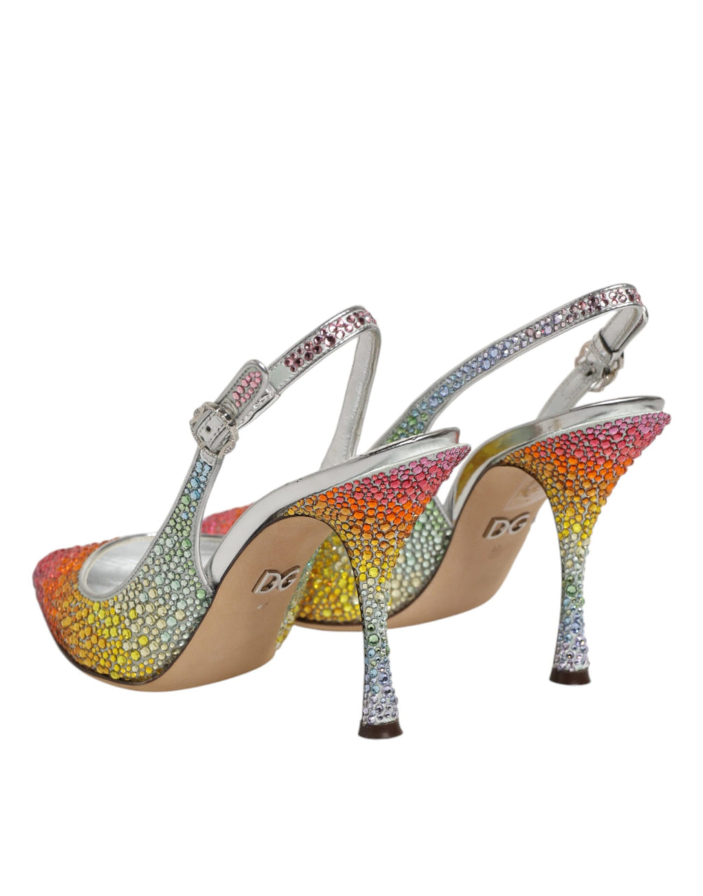 Chaussures à talons Dolce & Gabbana, escarpins à sequins multicolores et bride en slingback, élégantes et sophistiquées.