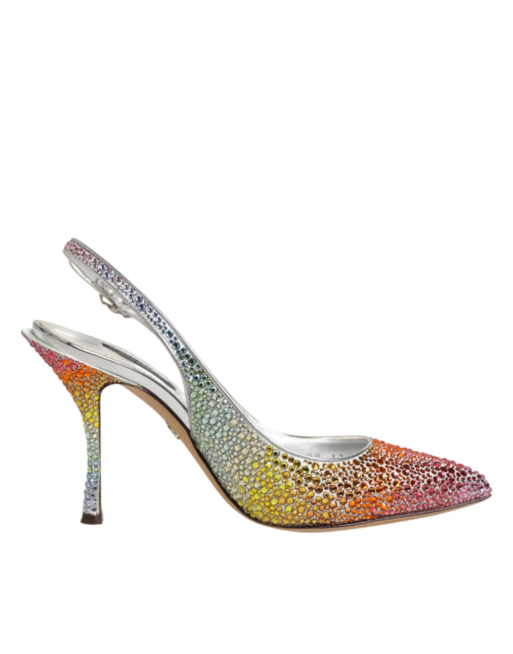 Chaussures à talons Dolce & Gabbana, escarpins à dos slingback multicolores avec sequins brillants.