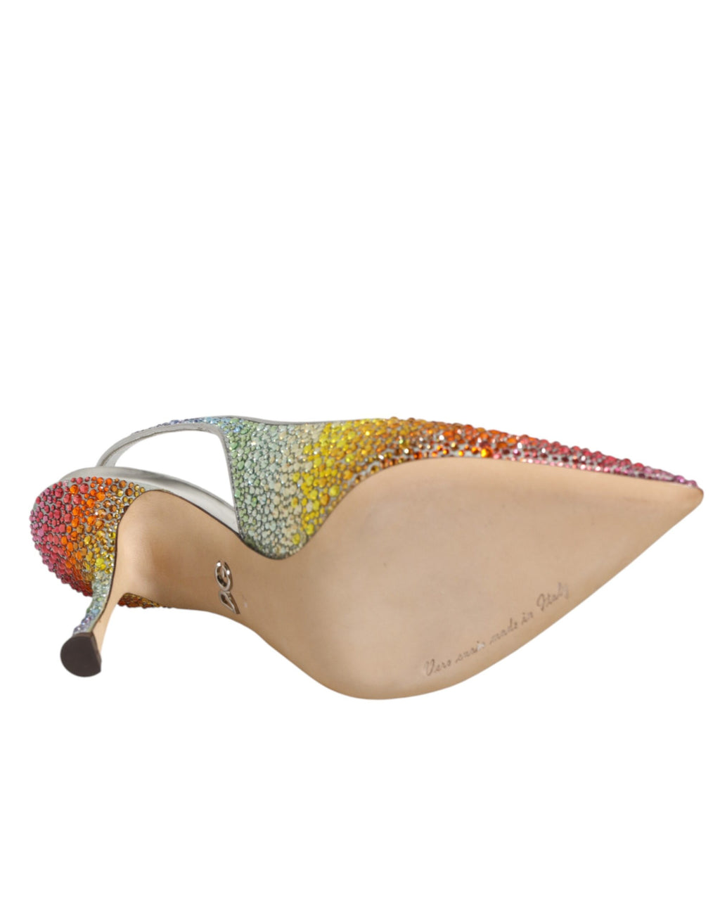 Chaussures Dolce & Gabbana à talons en sequins multicolores et bride slingback, élégantes et brillantes pour femmes.