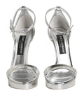 Sandales à plateforme en cuir argenté Dolce & Gabbana Keira, chausse confort et style avec design élégant.