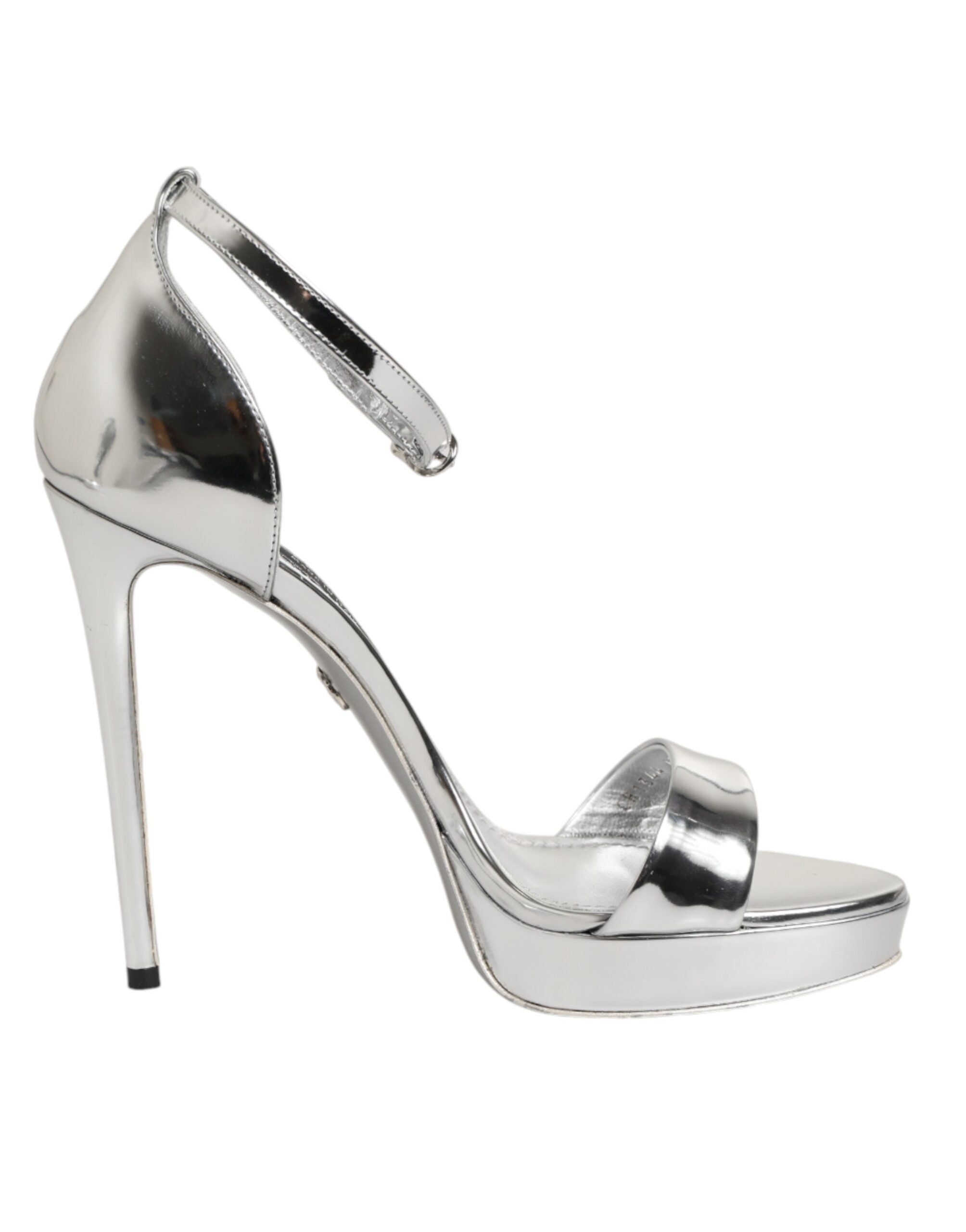Sandales plateforme en cuir argenté Dolce & Gabbana Keira, chaussures élégantes avec semelle haute et design sophistiqué.