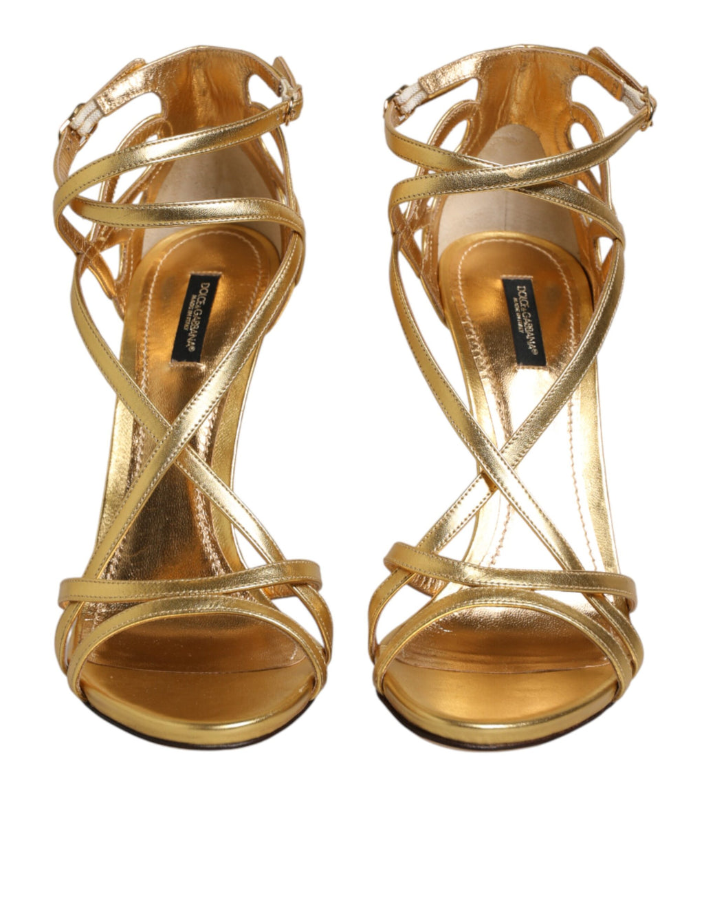 Dolce & Gabbana Goldene Leder Keira High-Heel Sandalen