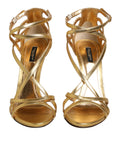 Dolce & Gabbana Goldene Leder Keira High-Heel Sandalen