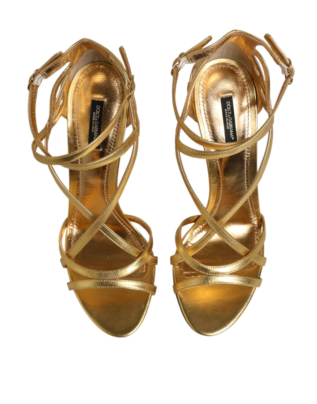 Dolce & Gabbana Goldene Leder Keira High-Heel Sandalen
