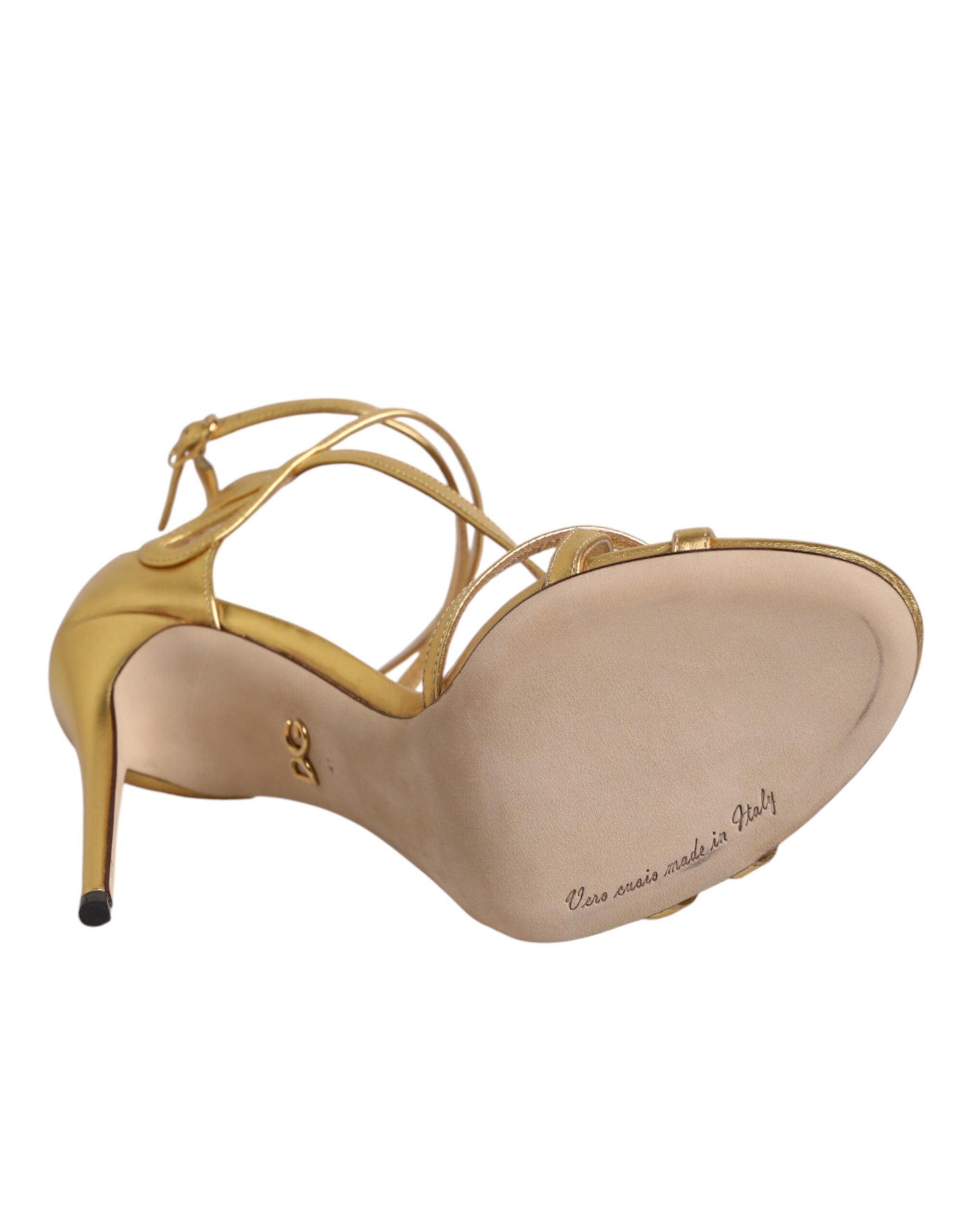 Dolce & Gabbana Goldene Leder Keira High-Heel Sandalen