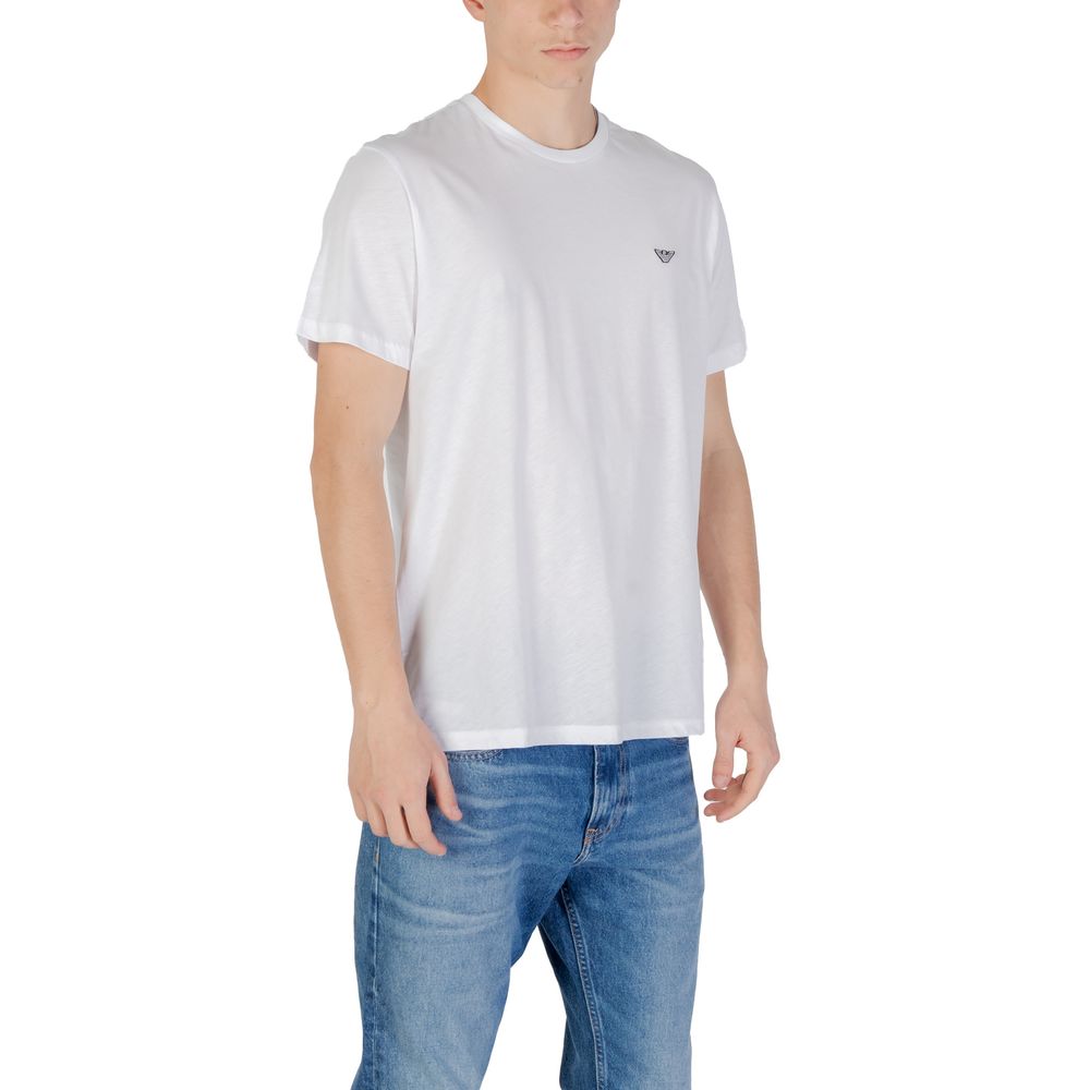 T-shirt blanc en coton de la marque Emporio Armani Underwear, vêtement de sous-vêtements pour homme.