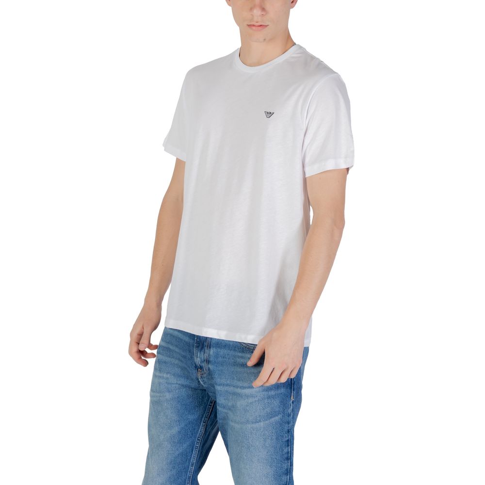 T-shirt blanc en coton de la marque Emporio Armani Underwear, vêtement décontracté pour homme, vue de face.