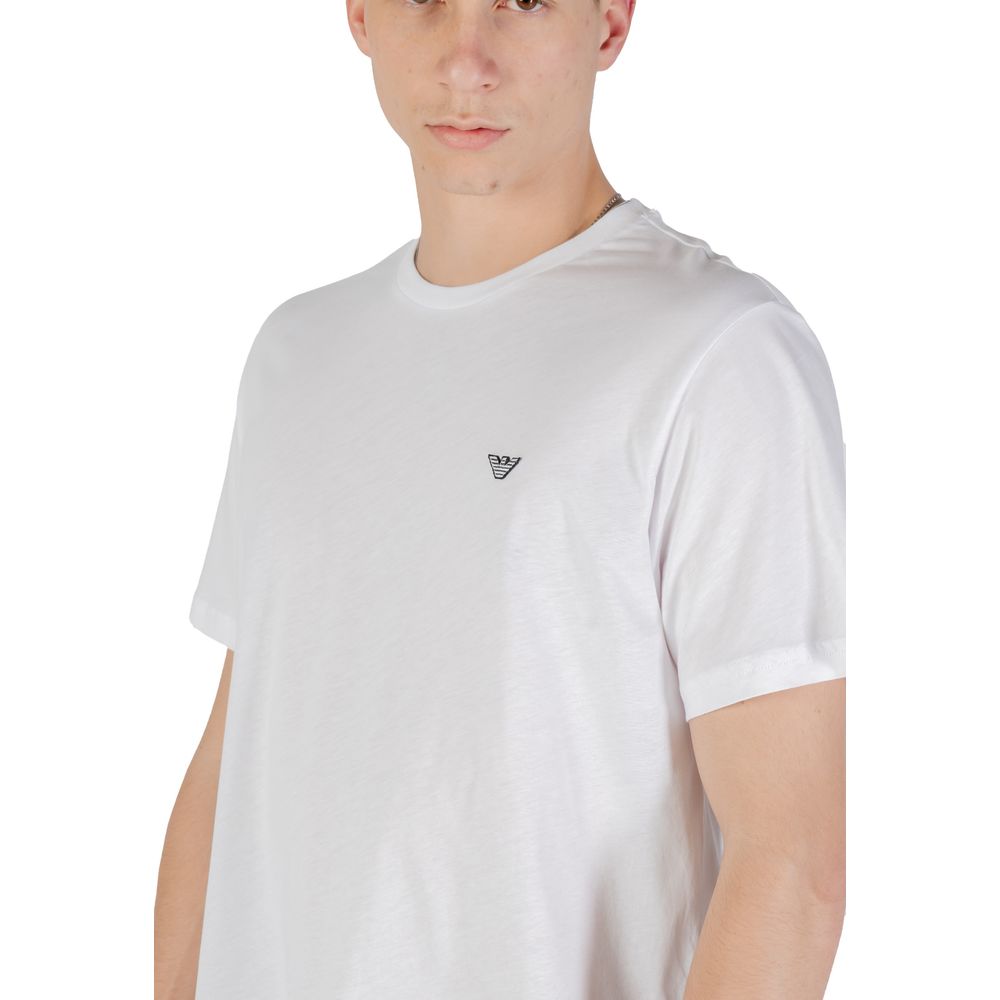 T-shirt blanc en coton de la marque Emporio Armani Underwear, coupe classique et tissu doux visible sur l'image.
