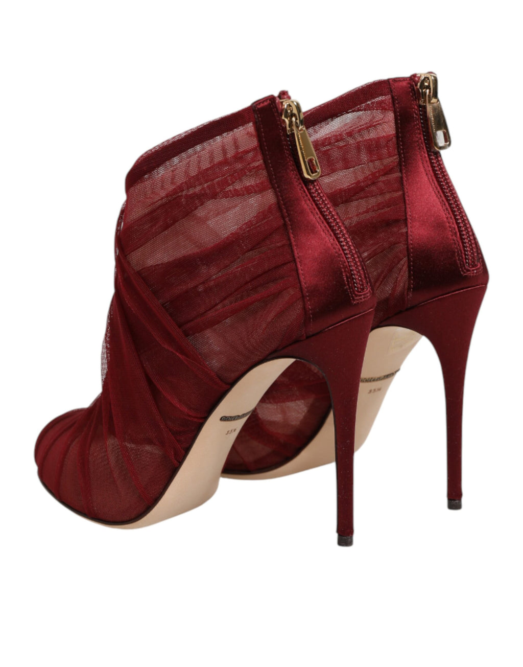 Bottes à talons aiguilles en tulle rouge de Dolce & Gabbana, chaussures élégantes et sophistiquées pour femmes.