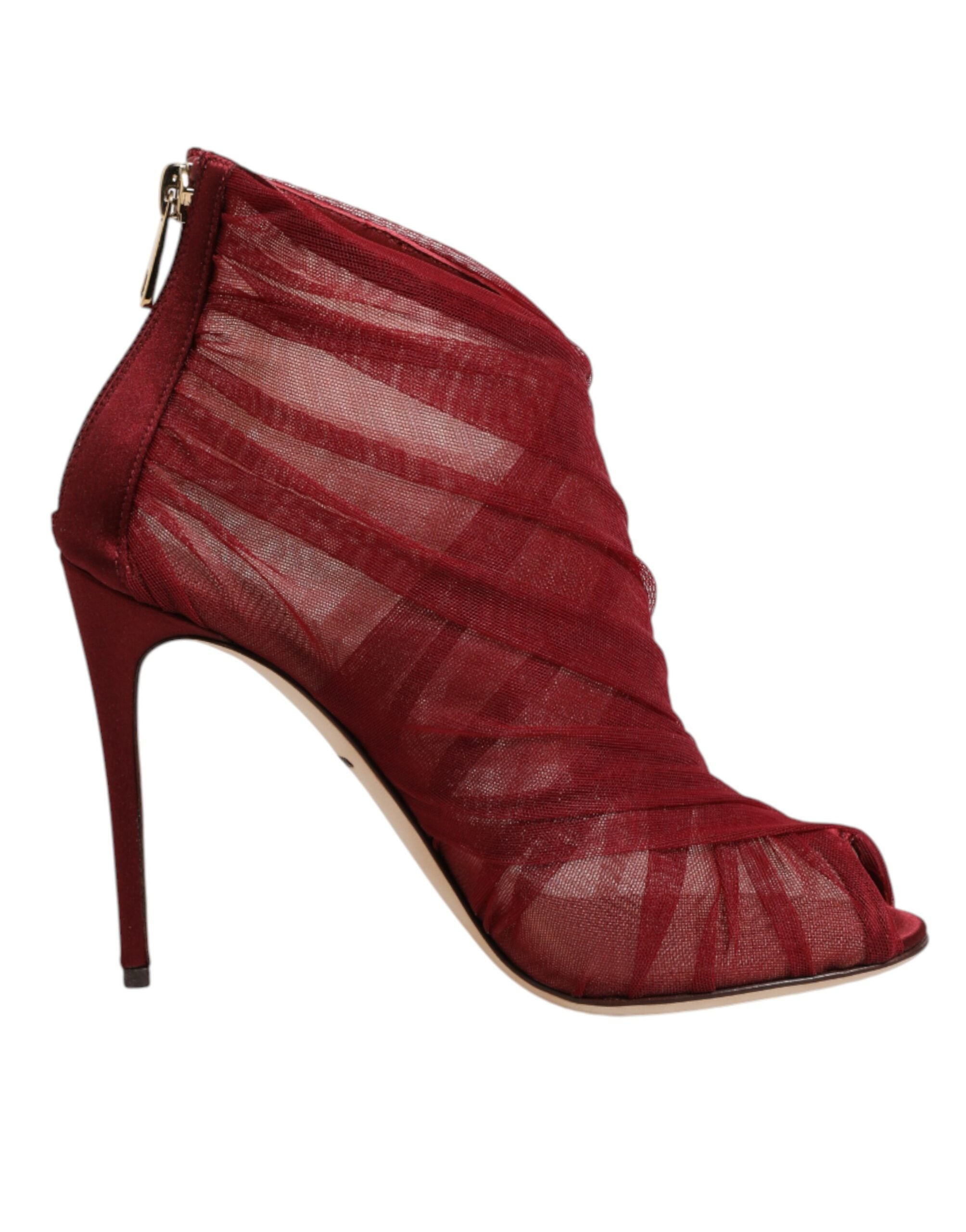 Chaussures Dolce & Gabbana à talons aiguilles en tulle rouge et bottines à la cheville avec semelles en stiletto.