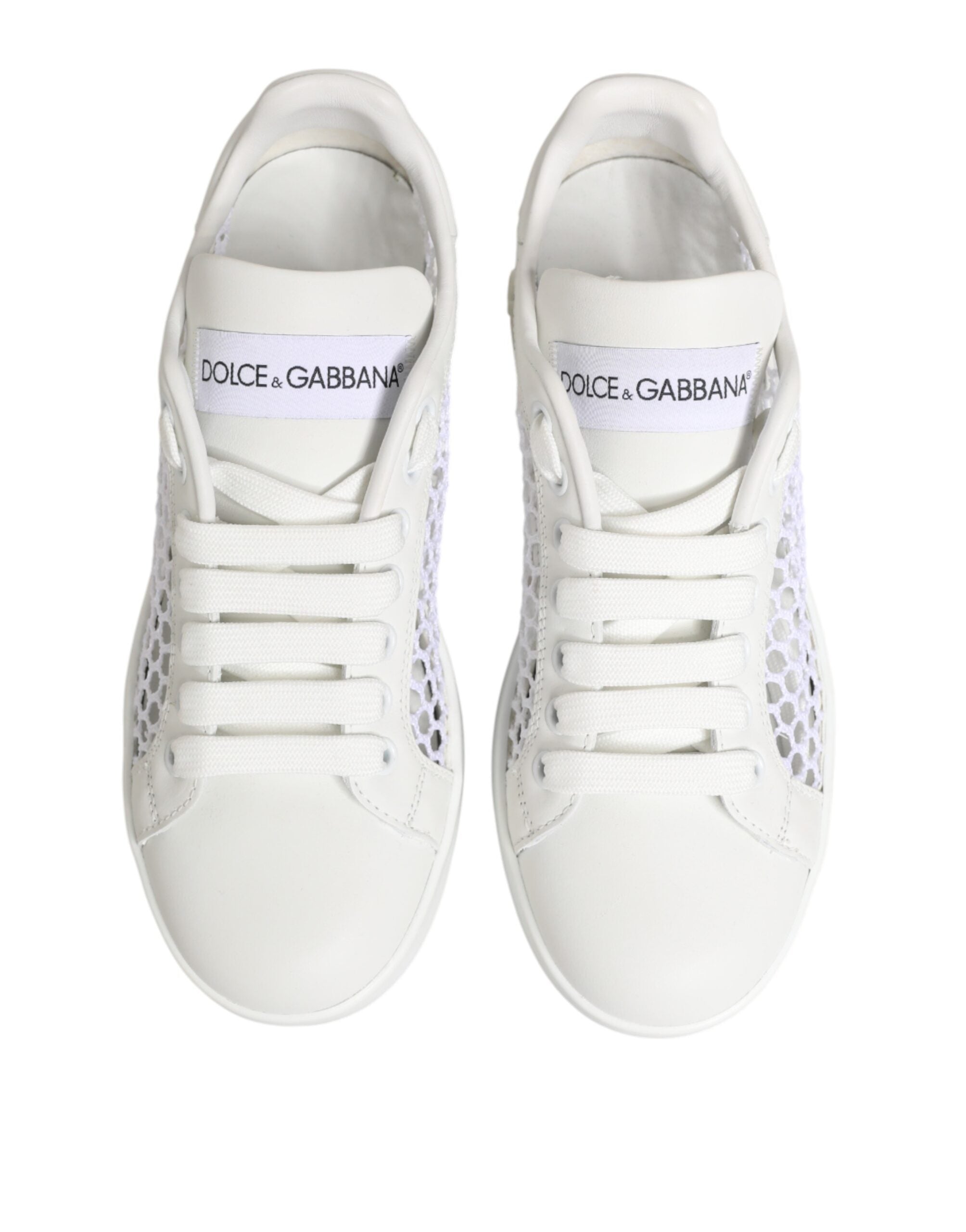 Chaussures sneakers basses Dolce & Gabbana avec inserts en mesh blanc, style décontracté et tendance.