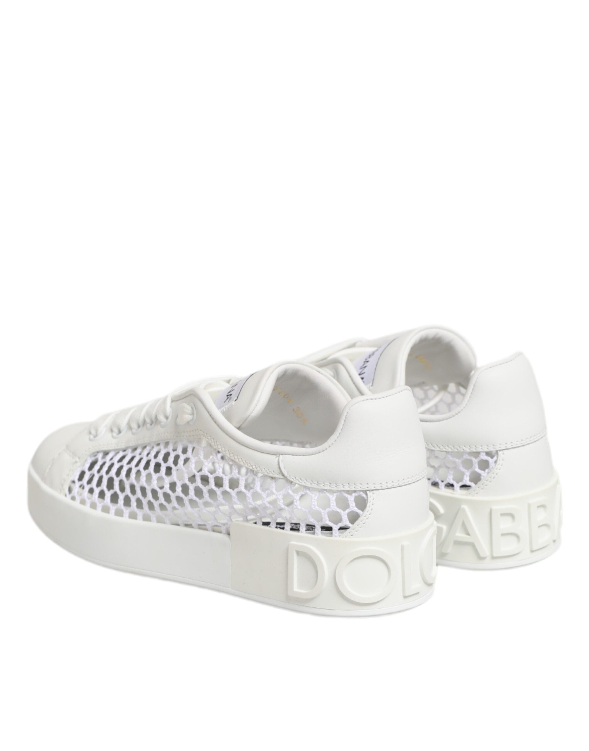 Chaussures basses Dolce & Gabbana avec inserts en mesh blanc, sneakers élégants en toile et caoutchouc blanc.