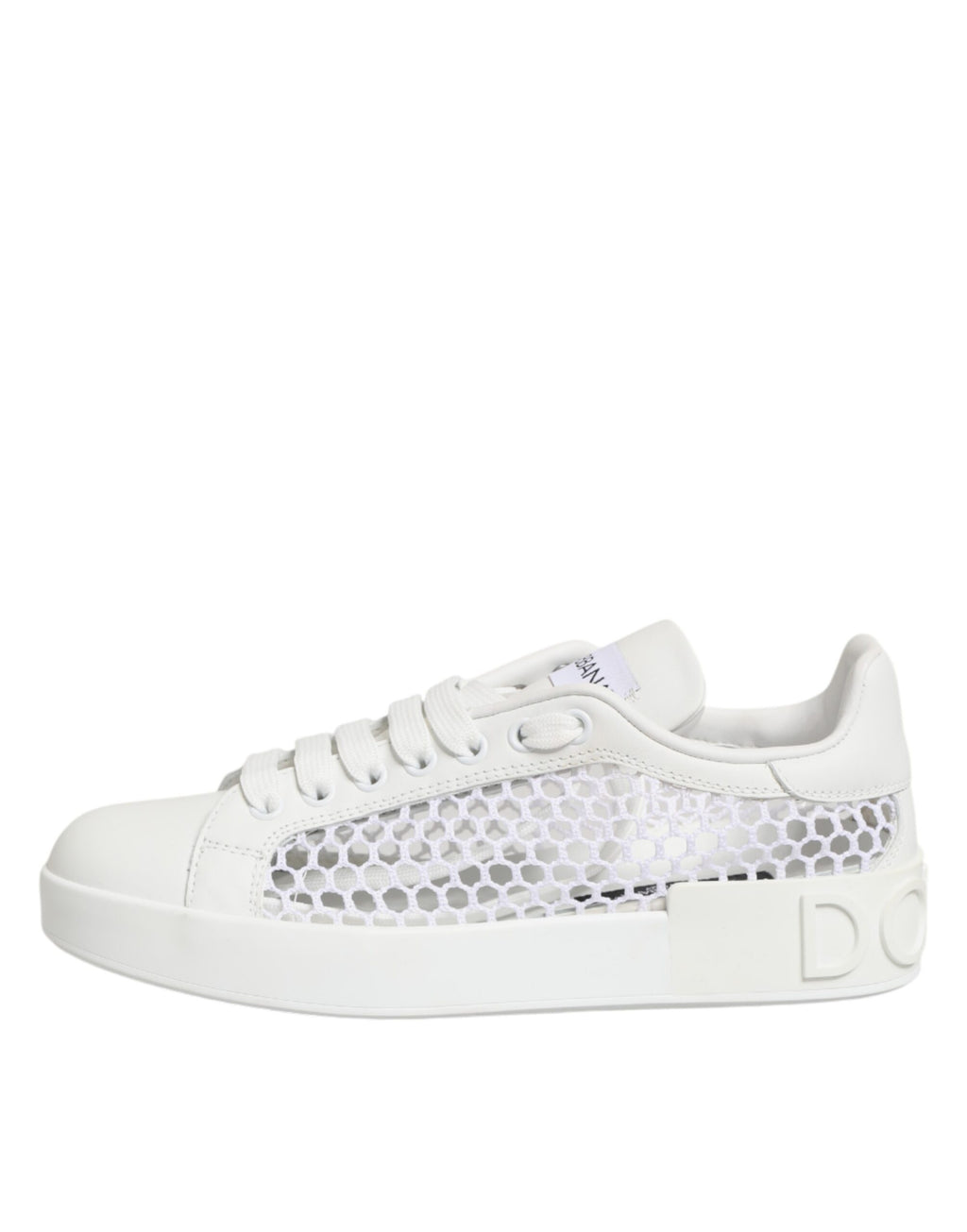 Baskets basses Dolce & Gabbana en mesh blanc avec inserts, chaussures de sport élégantes pour homme.