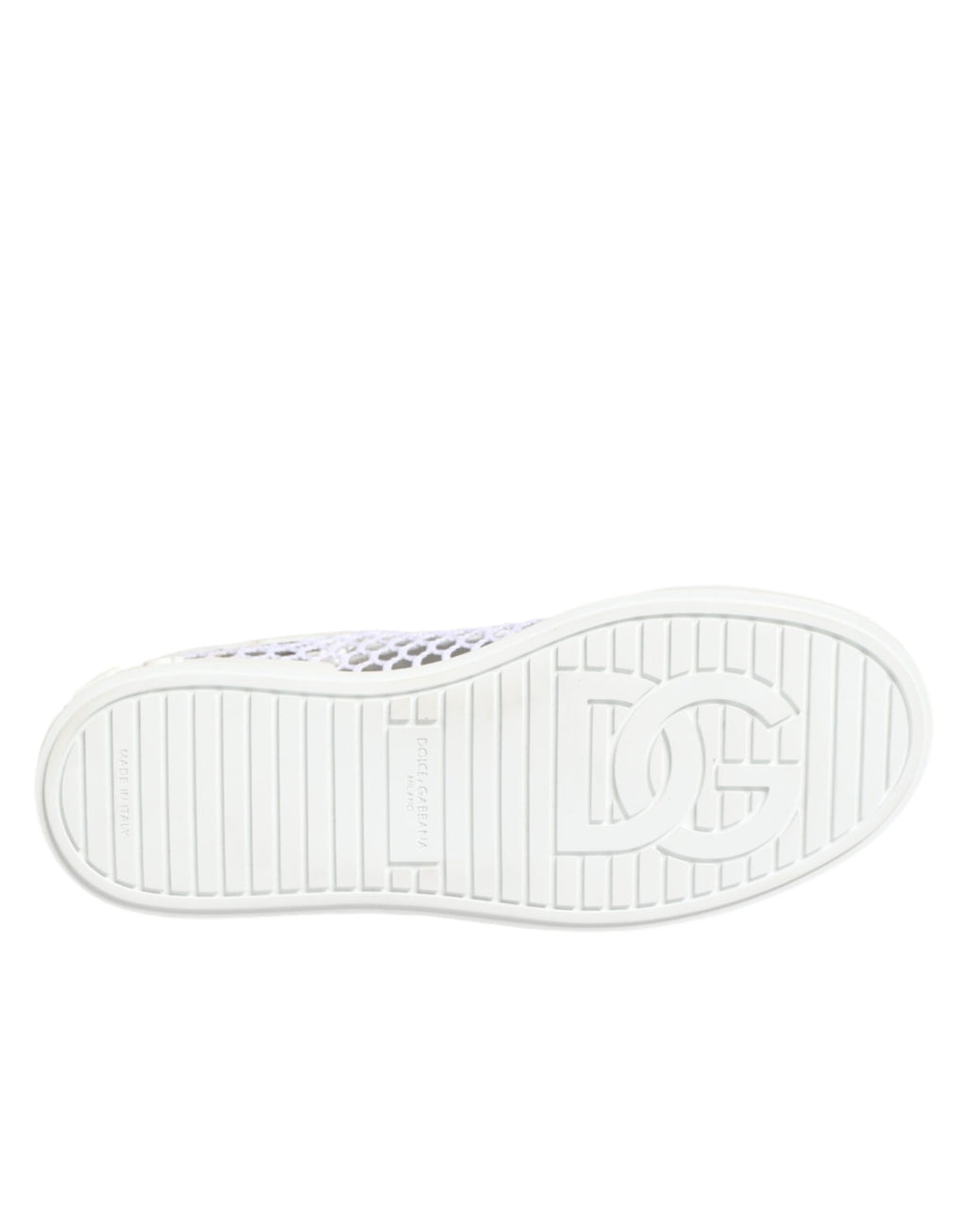 Chaussures basses Dolce & Gabbana en mesh blanc avec inserts, sneakers élégants pour homme.
