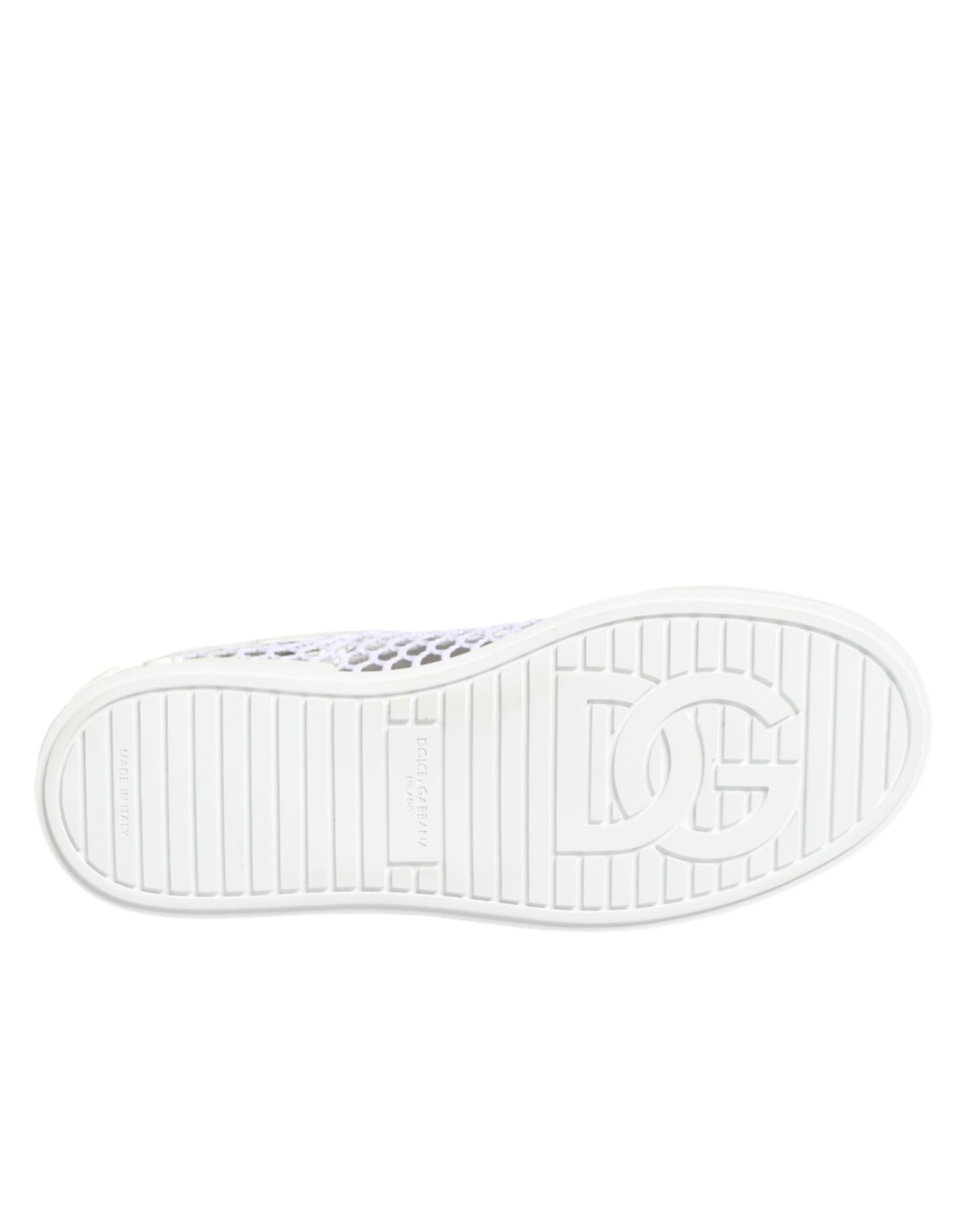 Chaussures basses Dolce & Gabbana en mesh blanc avec inserts, sneakers élégants pour homme.