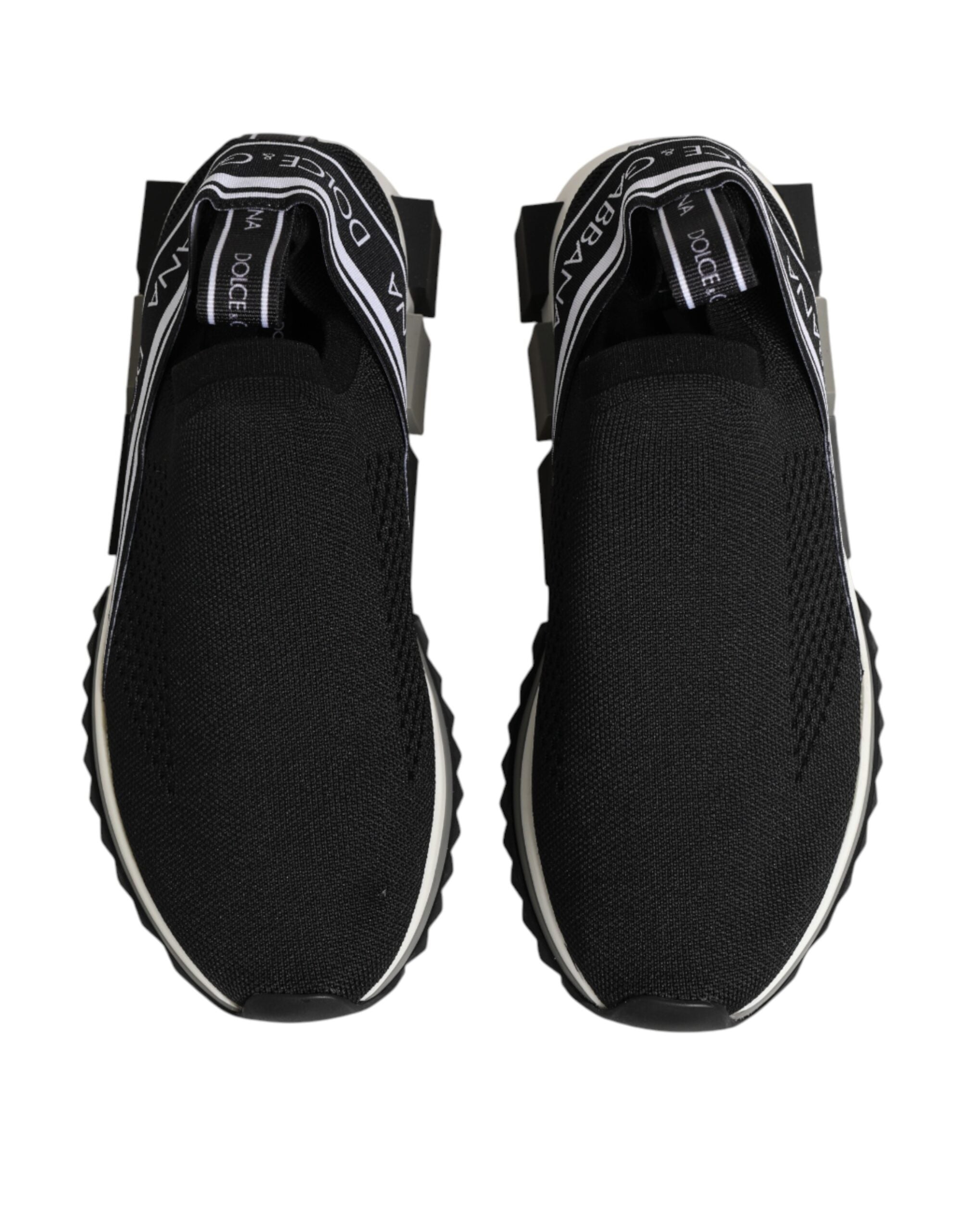 Chaussures sneakers basses noires Dolce & Gabbana Sorrento Slip On Low Top, chaussures décontractées élégantes pour homme.