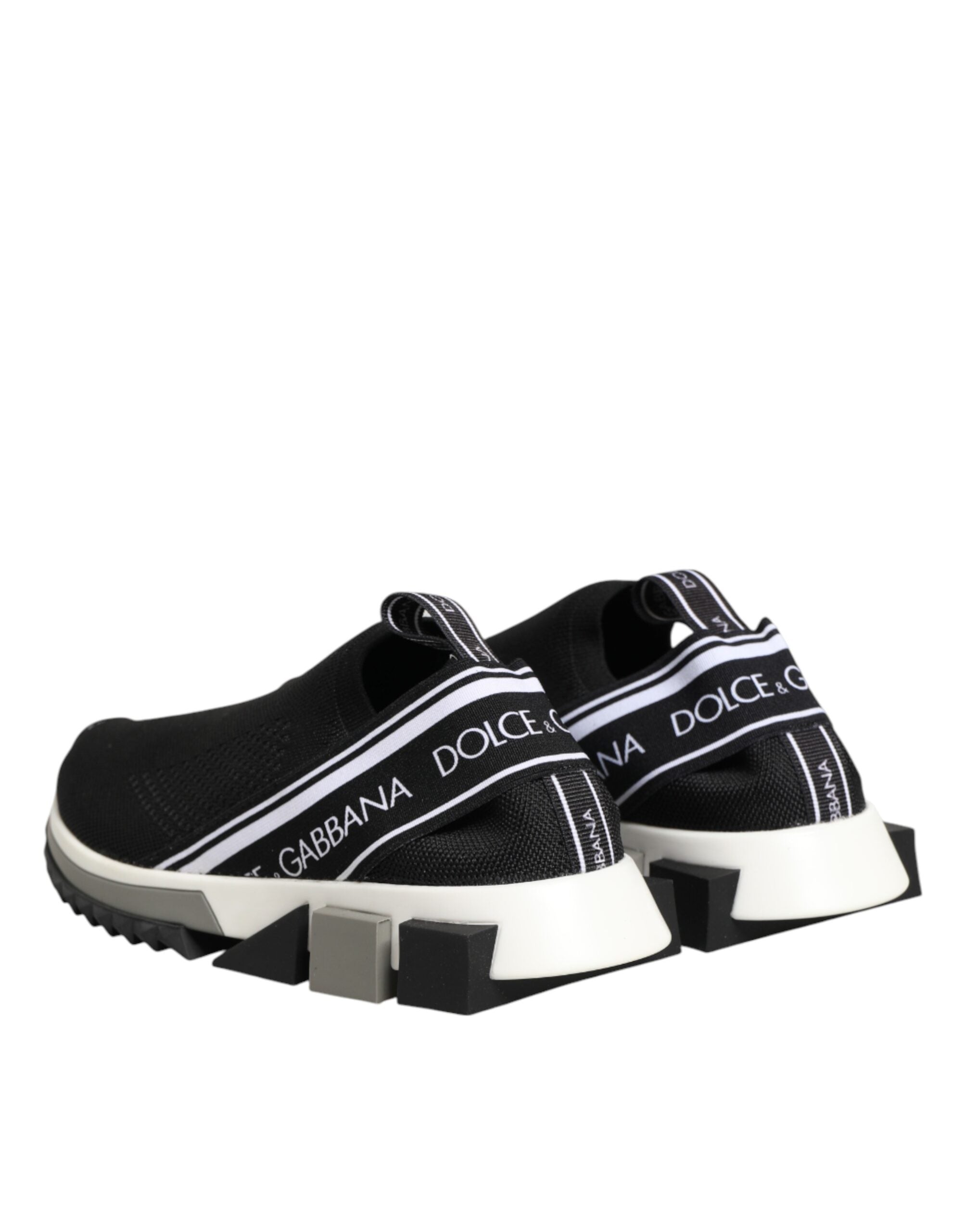 Chaussures sneakers basses noires Dolce & Gabbana Slip On Sorrento pour homme, vue en gros plan.