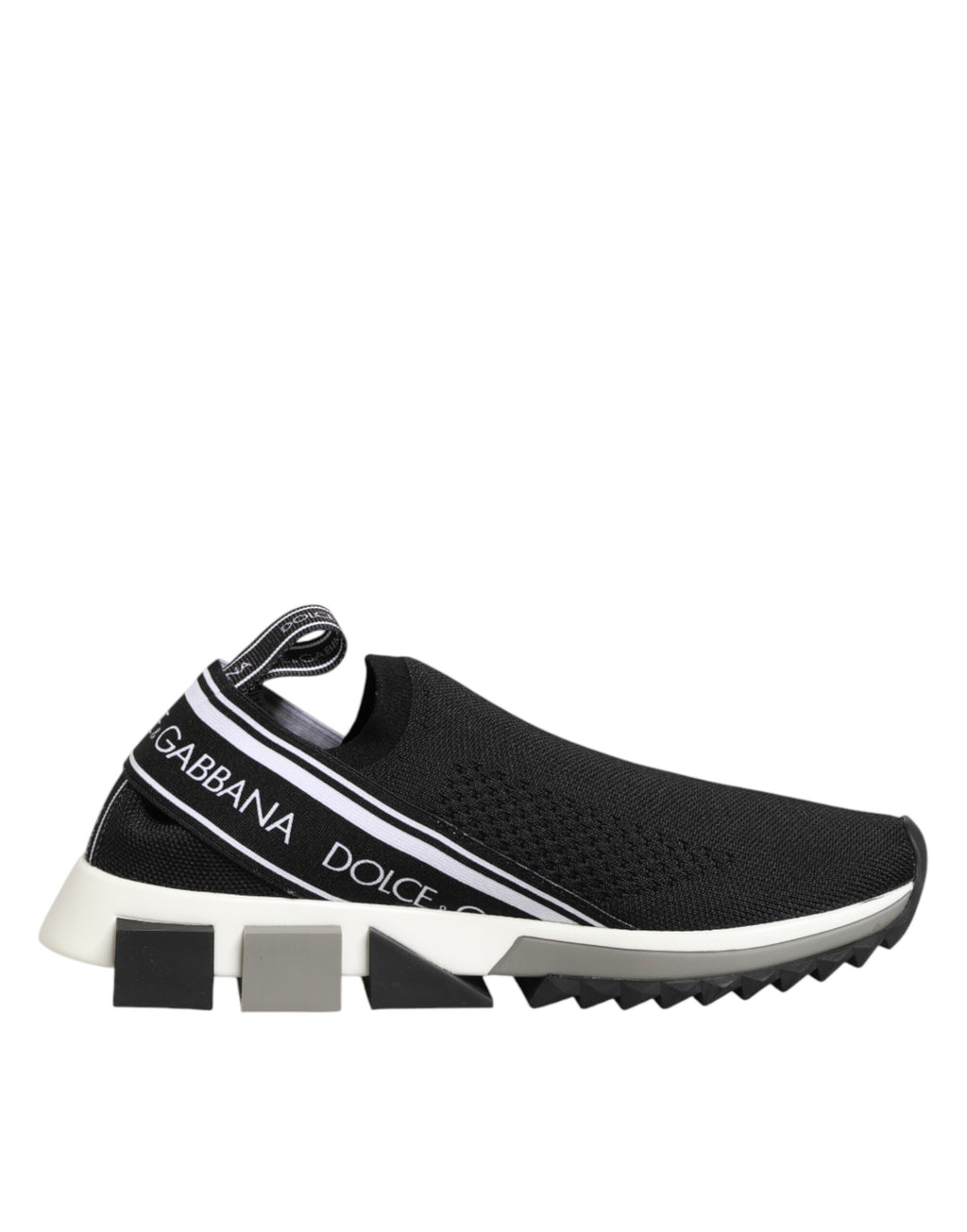 Chaussures sneakers basses noires Dolce & Gabbana Slip On Sorrento pour homme, vue de face avec design élégant