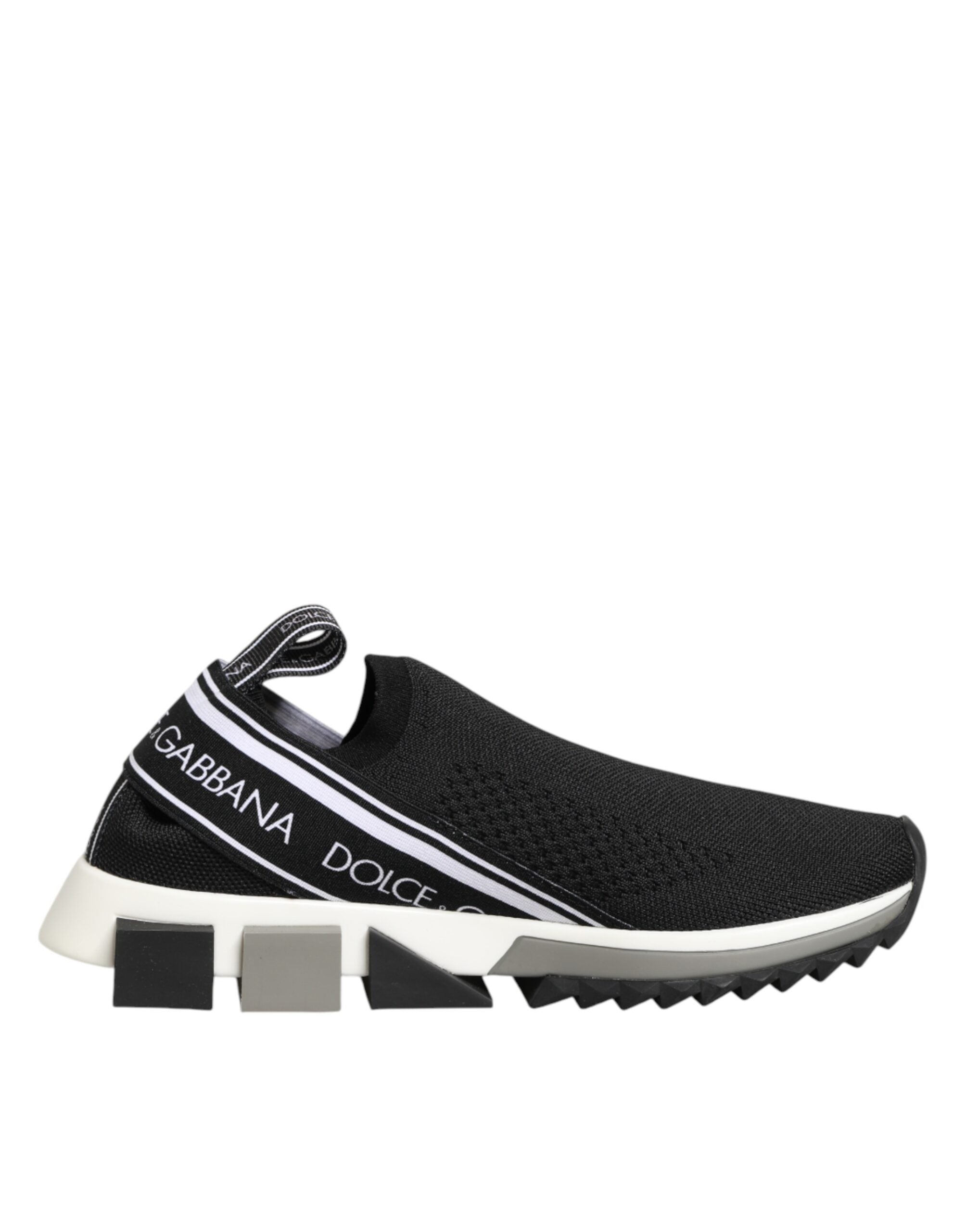 Chaussures sneakers basses noires Dolce & Gabbana Slip On Sorrento pour homme, vue de face avec design élégant