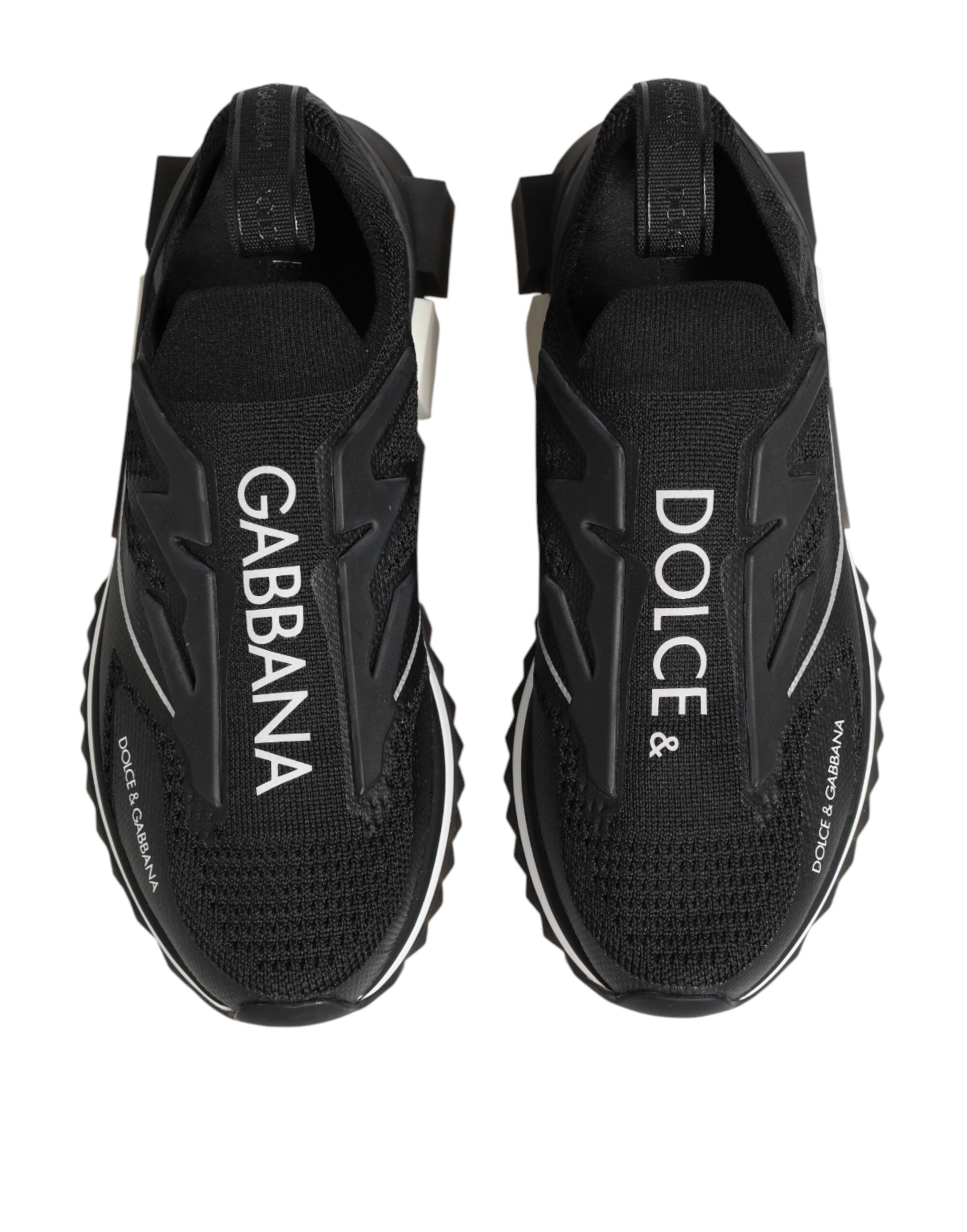 Chaussures de sport noires Dolce & Gabbana Sorrento en stretch, sneakers modernes pour homme.
