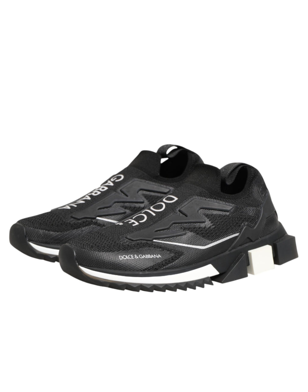 Chaussures de sport Dolce & Gabbana Sorrento noires, sneakers stretch pour homme, vue en gros plan sur la chaussure.