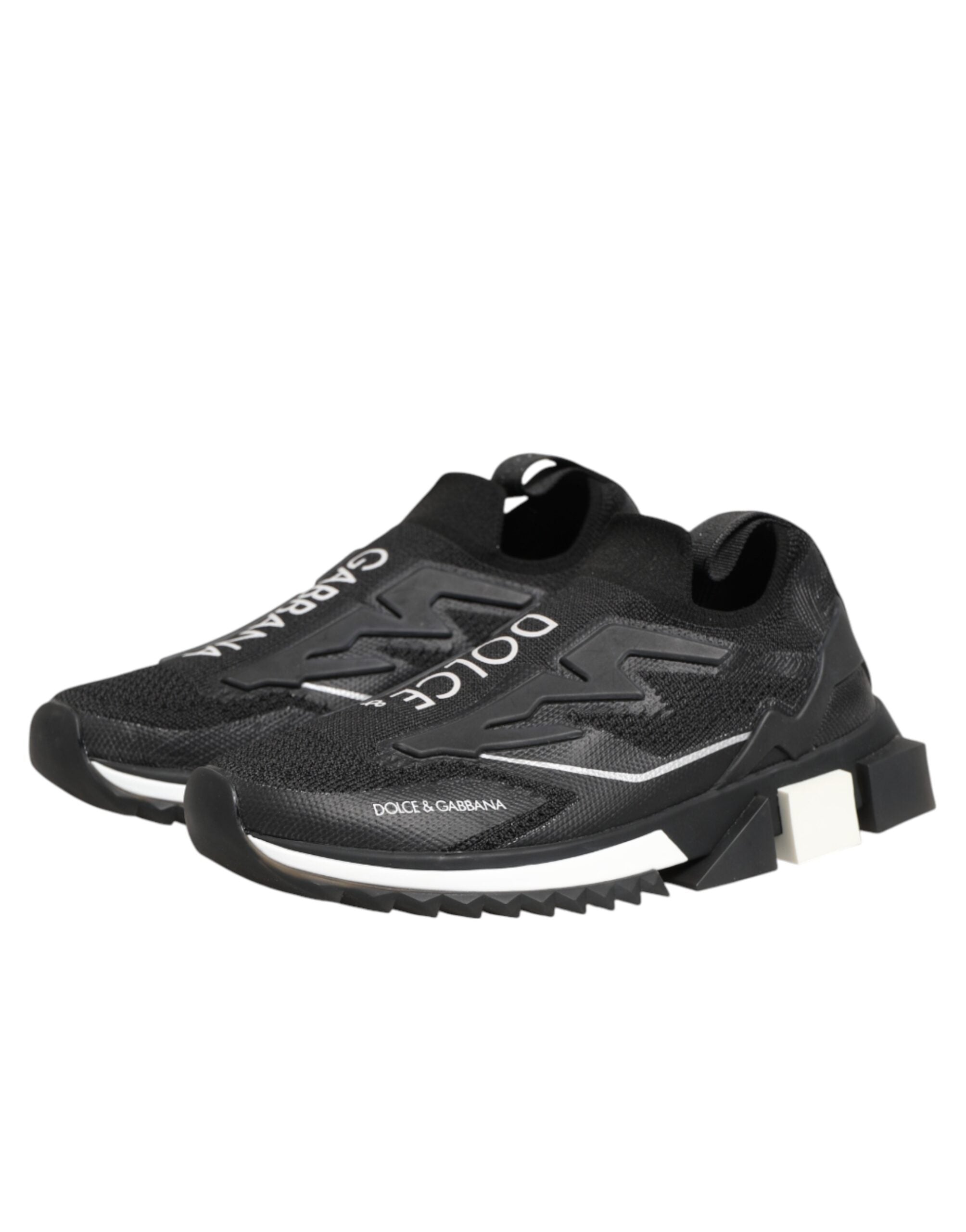 Chaussures de sport Dolce & Gabbana Sorrento noires, sneakers stretch pour homme, vue en gros plan sur la chaussure.