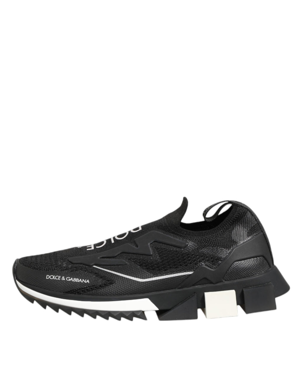 Chaussures sport Dolce & Gabbana Sorrento noires en stretch, baskets élégantes avec détails modernes.