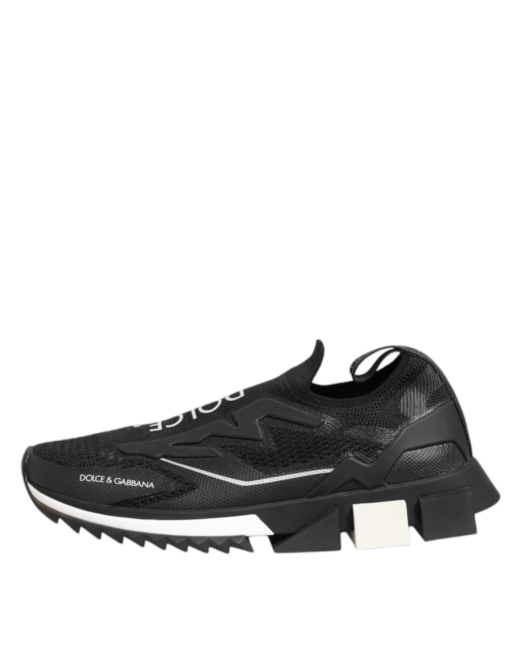 Chaussures sport Dolce & Gabbana Sorrento noires en stretch, baskets élégantes avec détails modernes.
