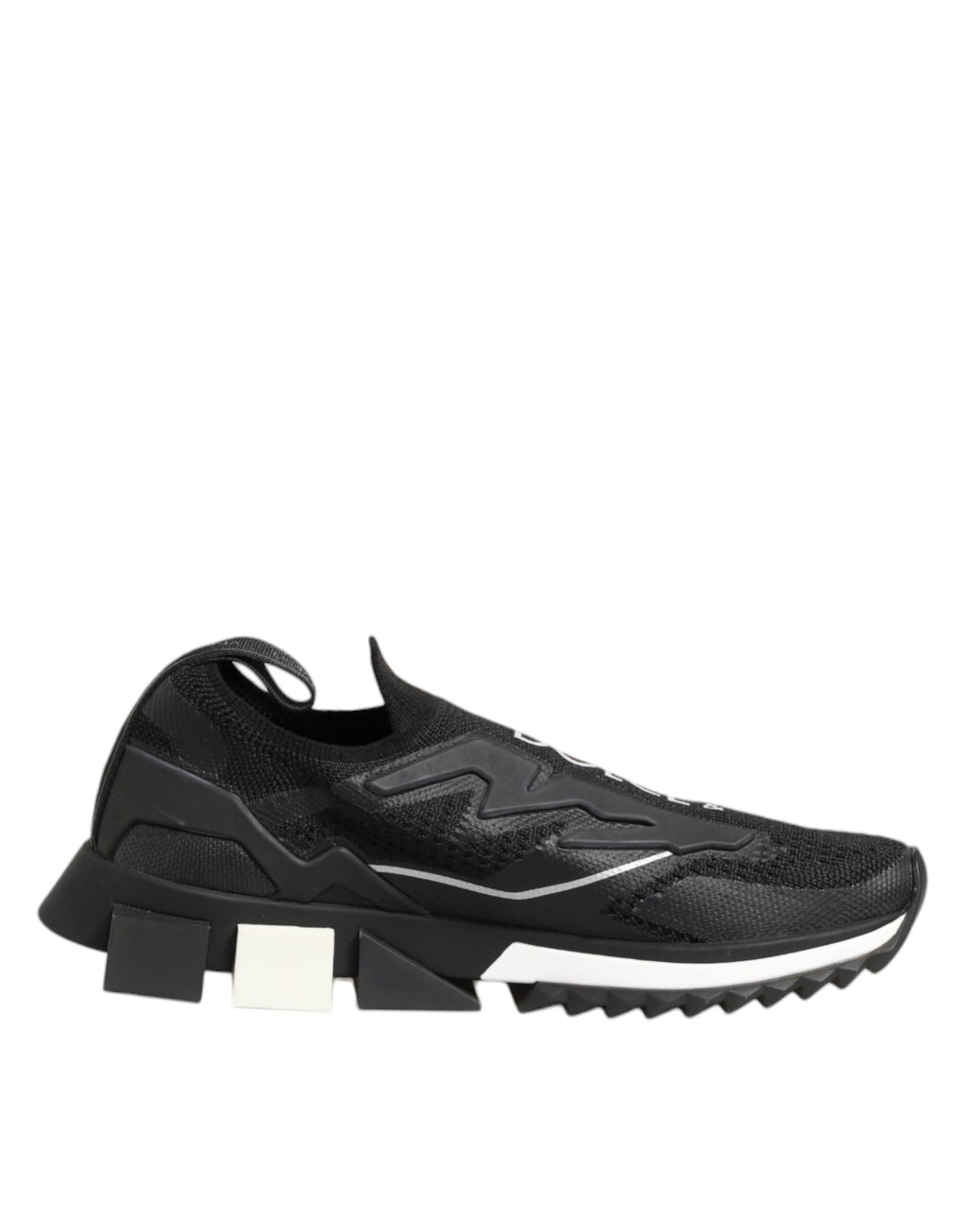 Chaussures de sport stretch noires Dolce & Gabbana SORRENTO, baskets élégantes pour homme, vue de profil avec détails en tissu.