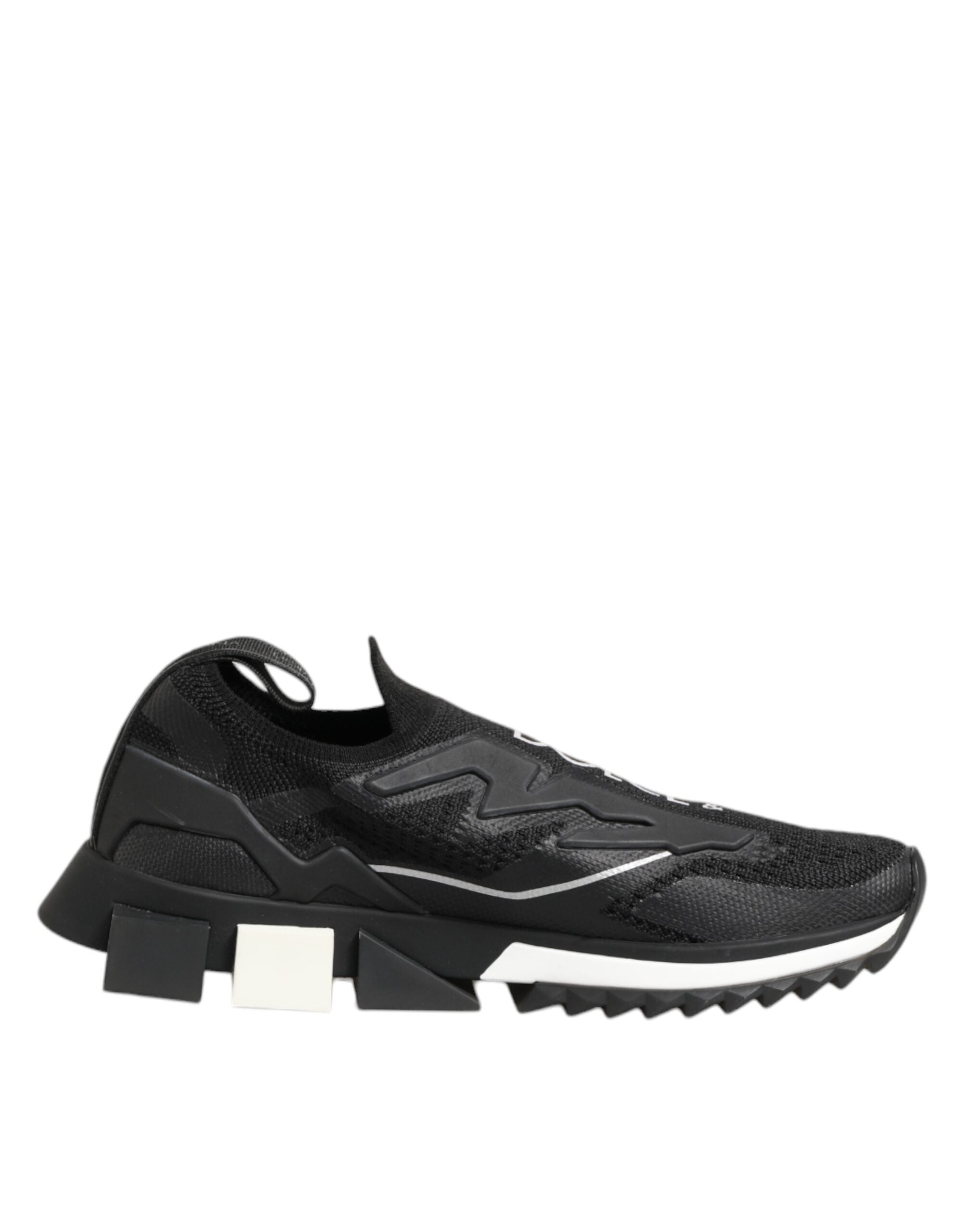 Chaussures de sport stretch noires Dolce & Gabbana SORRENTO, baskets élégantes pour homme, vue de profil avec détails en tissu.