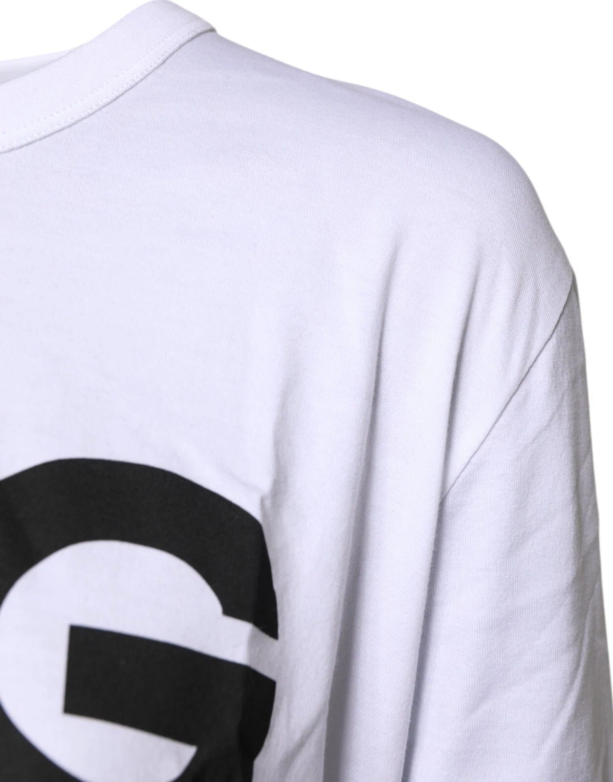 Dolce & Gabbana weißes Baumwoll-T-Shirt mit Grafikdruck und Rundhalsausschnitt