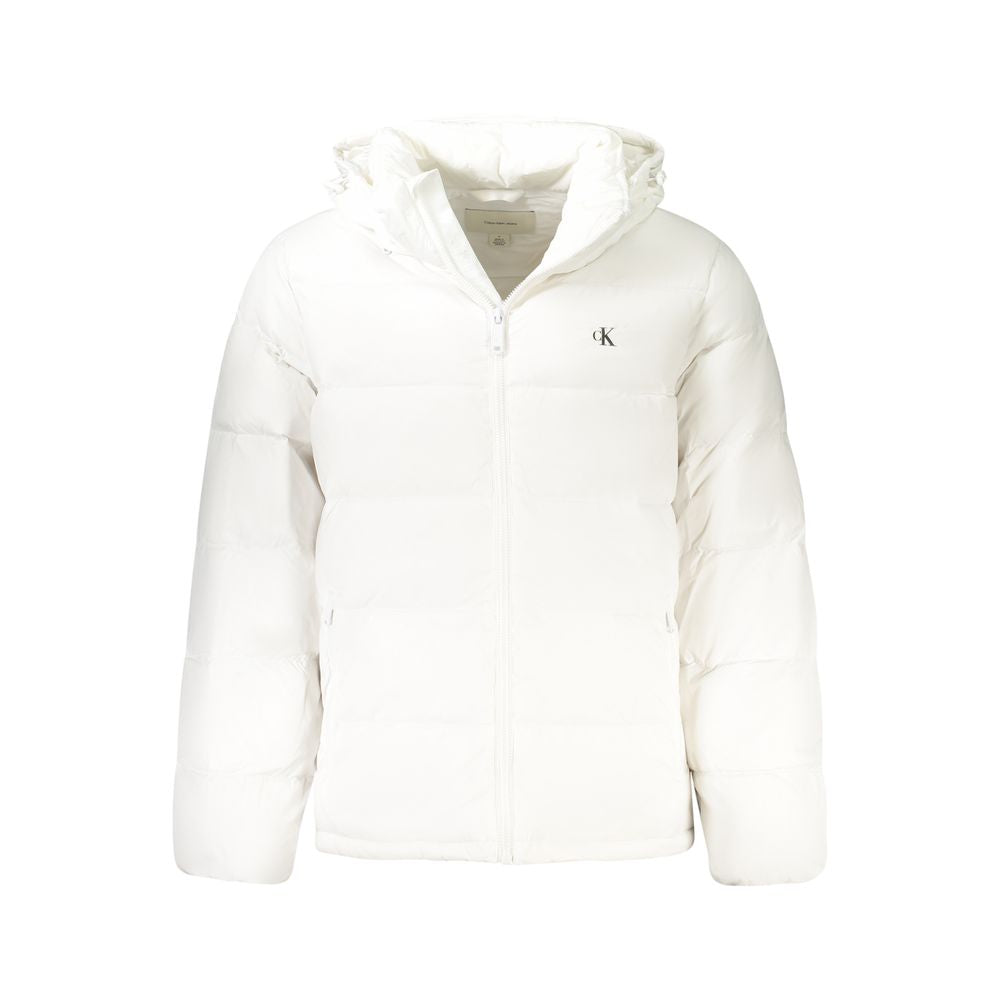 Veste pour homme Calvin Klein Bianco Poliammide, coupe moderne, en tissu léger blanc, face avant visible dans l'image.