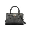 Sac à main noir en polyuréthane Guess Jeans pour femmes, avec détails élégants et fermeture zippée visible.