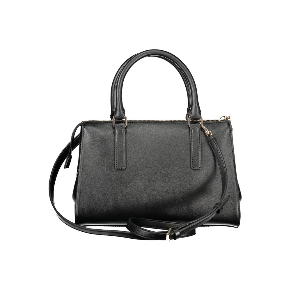 Sac à main noir en polyuréthane pour femmes de Guess Jeans, avec design élégant et détails tendance.