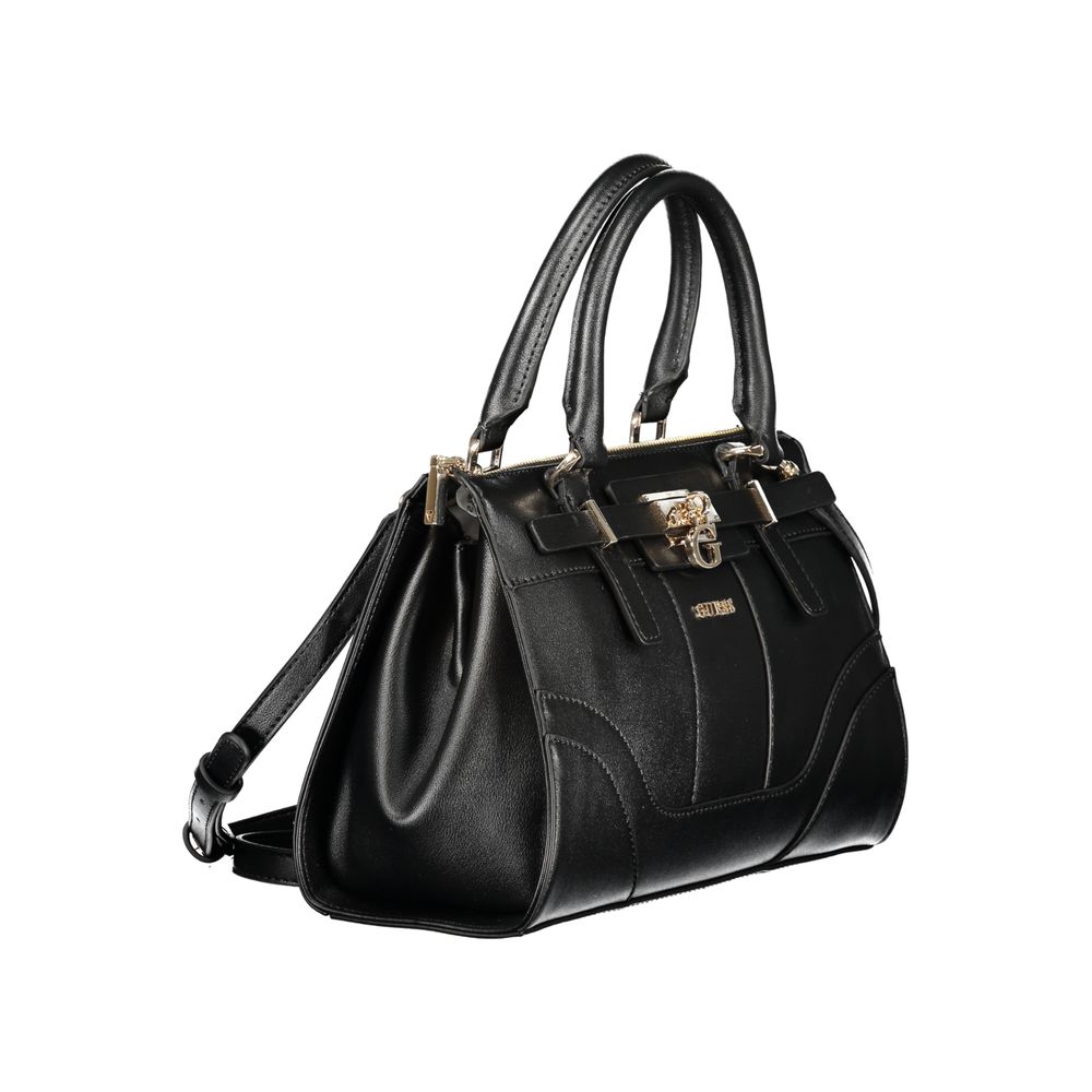 Sac à main Guess Jeans en polyuréthane noir pour femmes, élégant et moderne, avec détails tendance visible sur l'image.