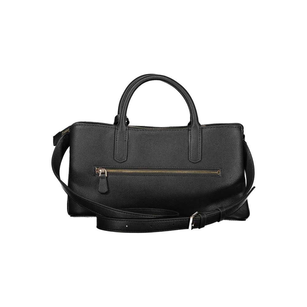 Sac à main noir en polyuréthane Guess Jeans pour femmes, avec design élégant et détails tendance.