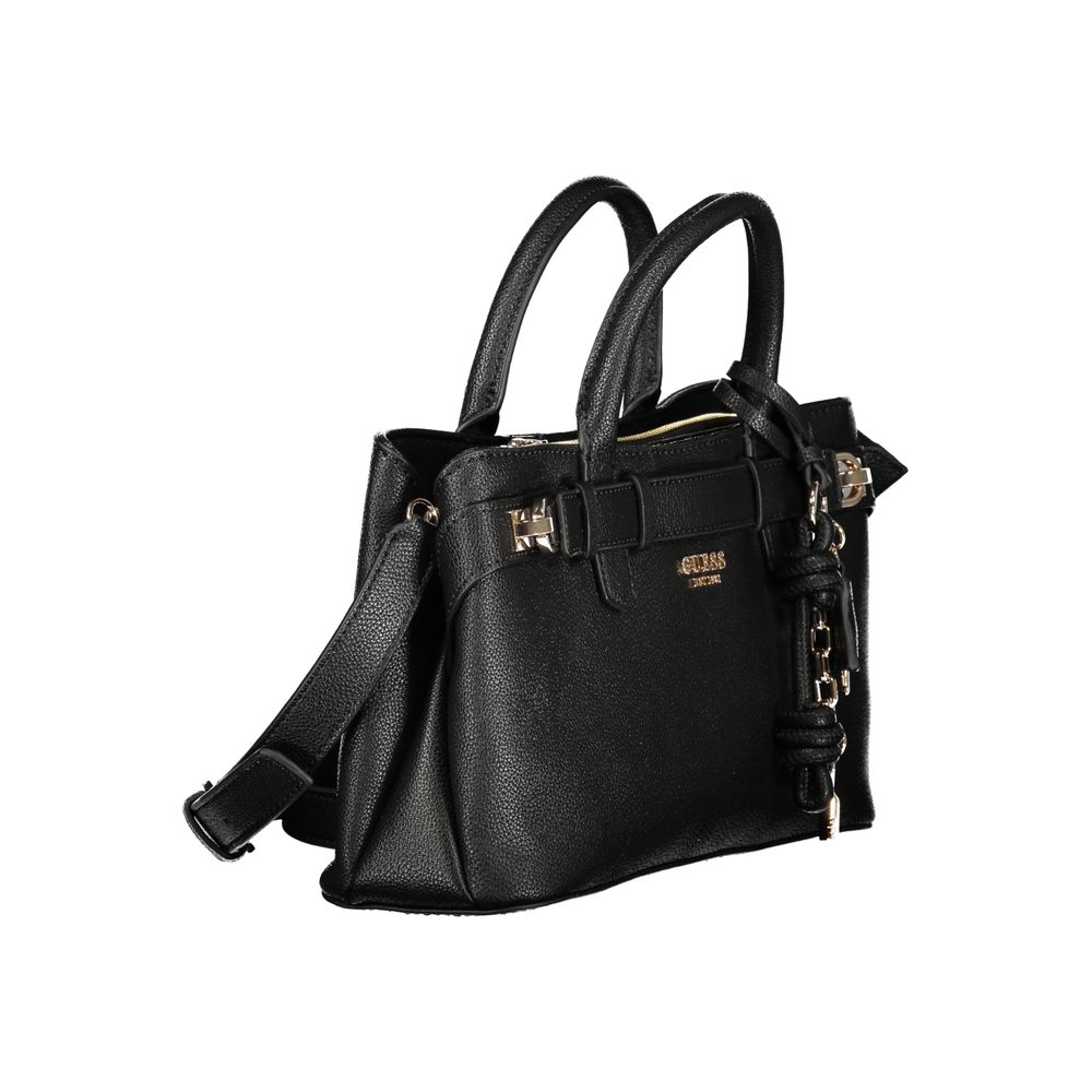 Sac à main Guess Jeans en polyuréthane noir pour femmes, design élégant et tendance visible dans l'image.