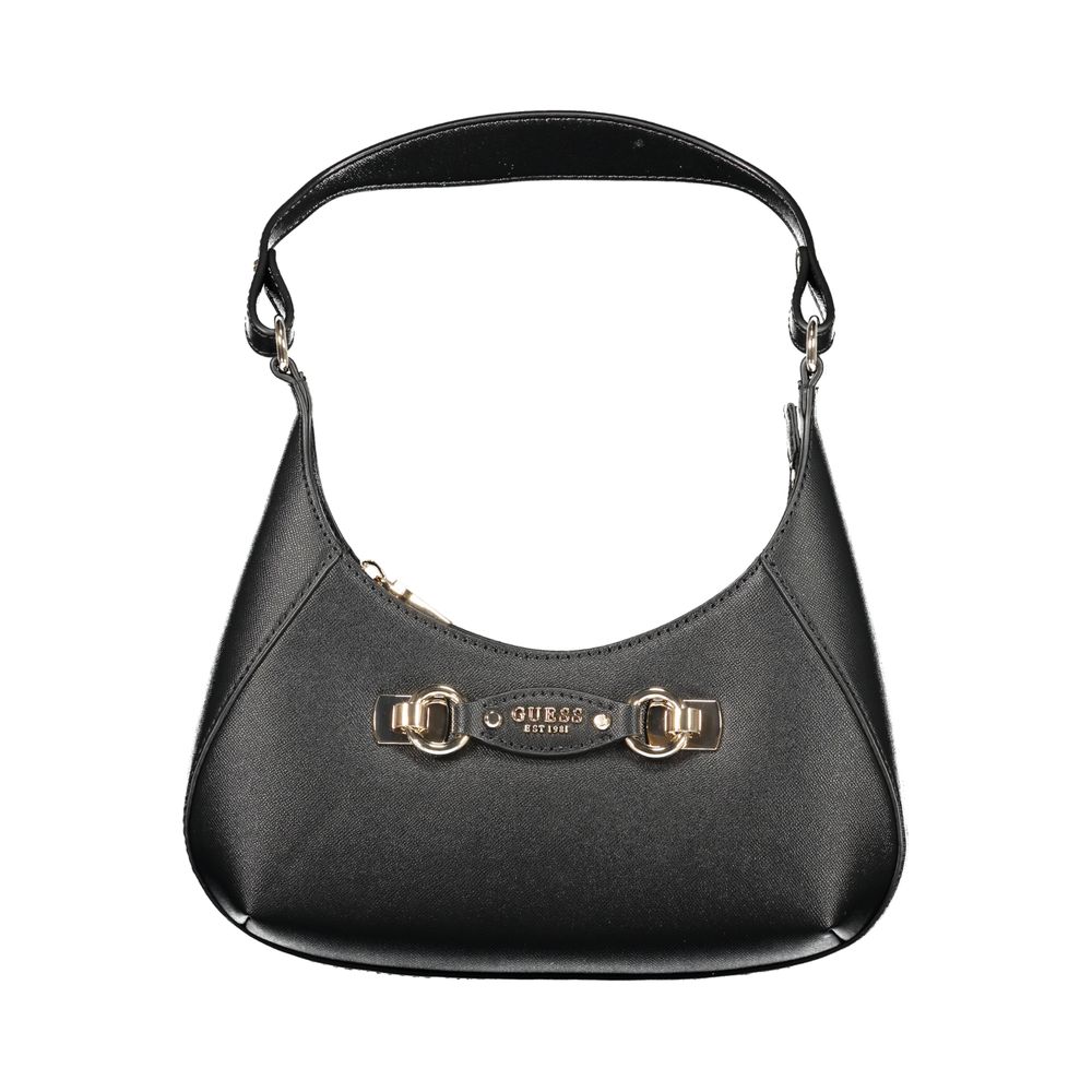 Sac à main Guess Jeans en polyuréthane noir pour femmes, avec détails élégants et design tendance.