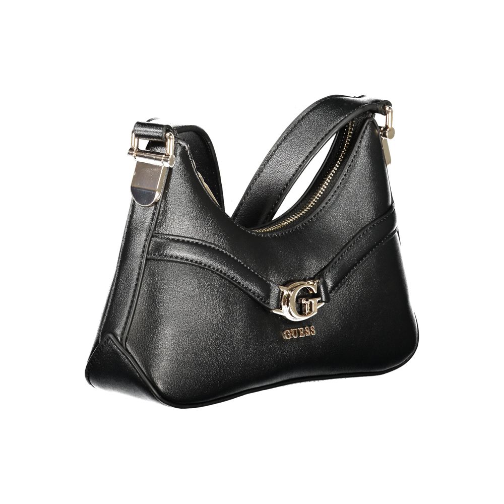 Sac à bandoulière noir en polyuréthane Guess Jeans pour femmes, élégant et moderne, avec détails de style tendance.