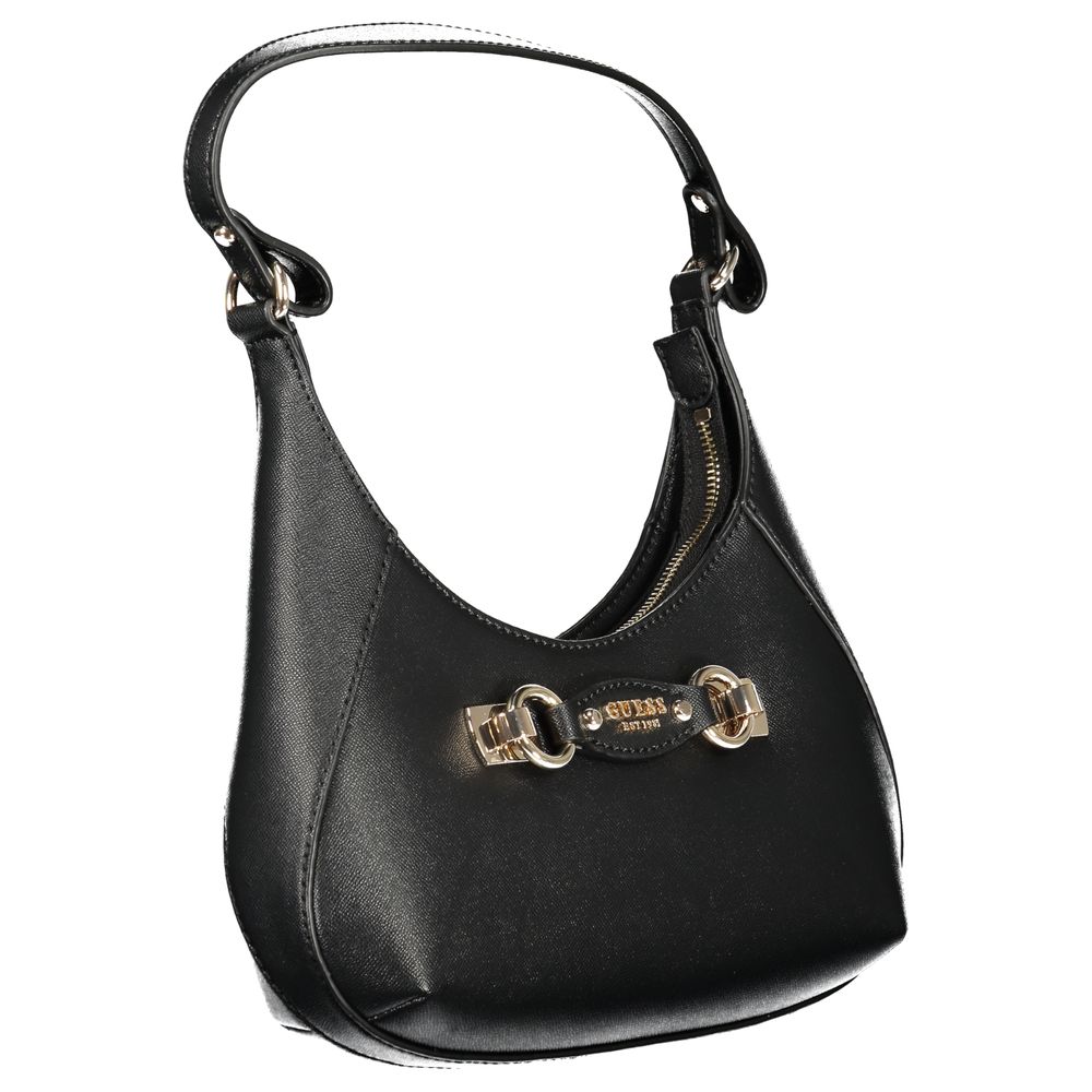 Sac à main Guess Jeans noir en polyuréthane pour femmes, avec détails élégants et poignées confortables.