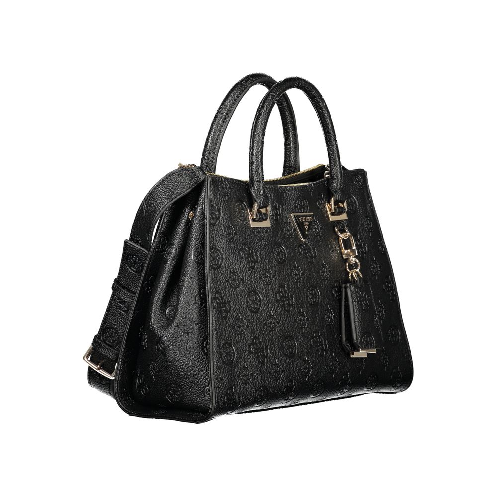 Sac à main noir en polyuréthane pour femme de Guess Jeans, élégant et moderne, avec détails tendance.