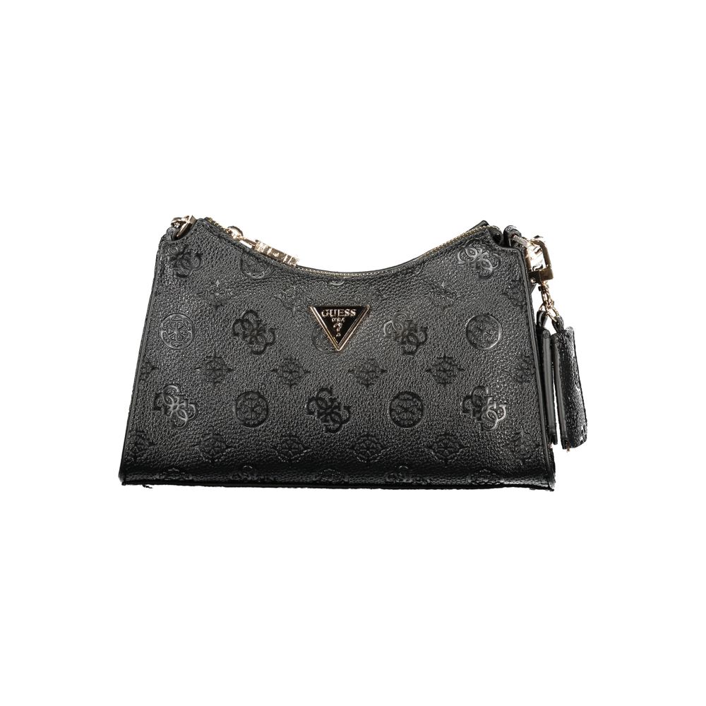 Sac à main Guess Jeans en polyuréthane noir pour femmes, avec détails élégants et poignée robuste.