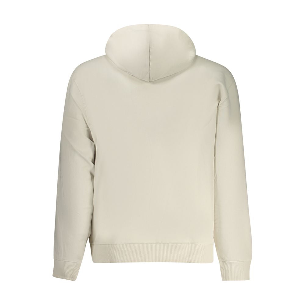 Hoodie beige en coton pour hommes de Calvin Klein, coupe décontractée, avec logo discret sur la poitrine.
