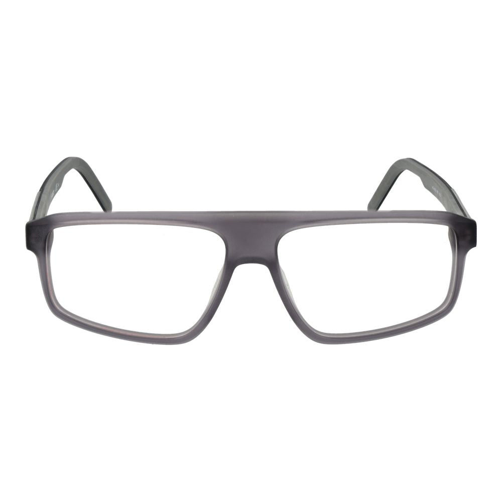 Lunettes Hugo Boss en acétate gris avec monture élégante et moderne, vues de face.
