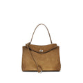 Sac à épaule Balenciaga Bos Taurus en cuir de veau marron, design élégant et luxueux.