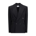 Veste en laine noire Givenchy pour homme avec col montant et fermeture éclair, élégante et moderne.