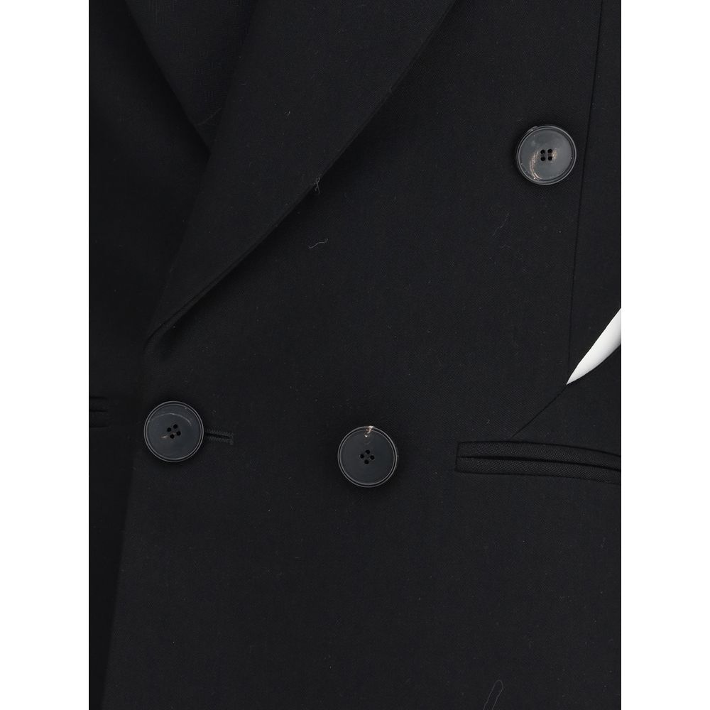 Veste en laine noire Givenchy pour homme, coupe élégante avec col et boutons visibles, mode sophistiquée et classique.